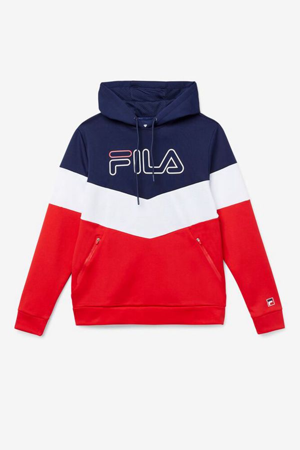 Fila Gerado Tech Men's Hoodies - Navy/Red/White,NZ 673-72891